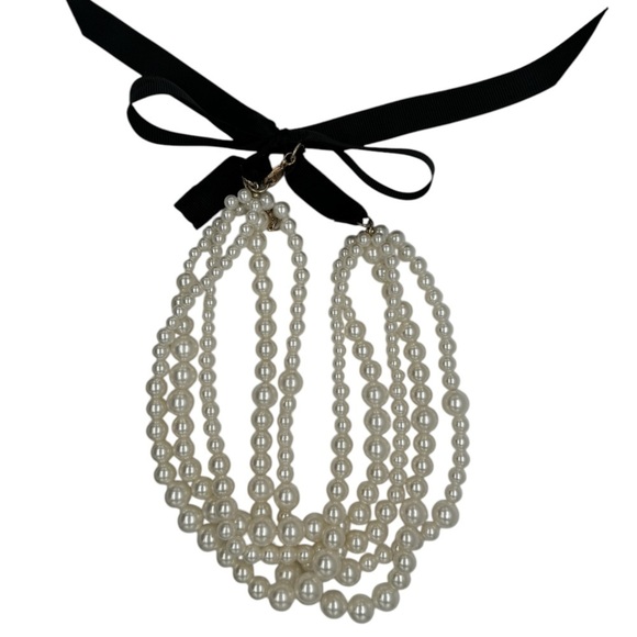 Target Sugarfix Jewelry - Multi-Layer White Pearl Necklace with Black Ribbon